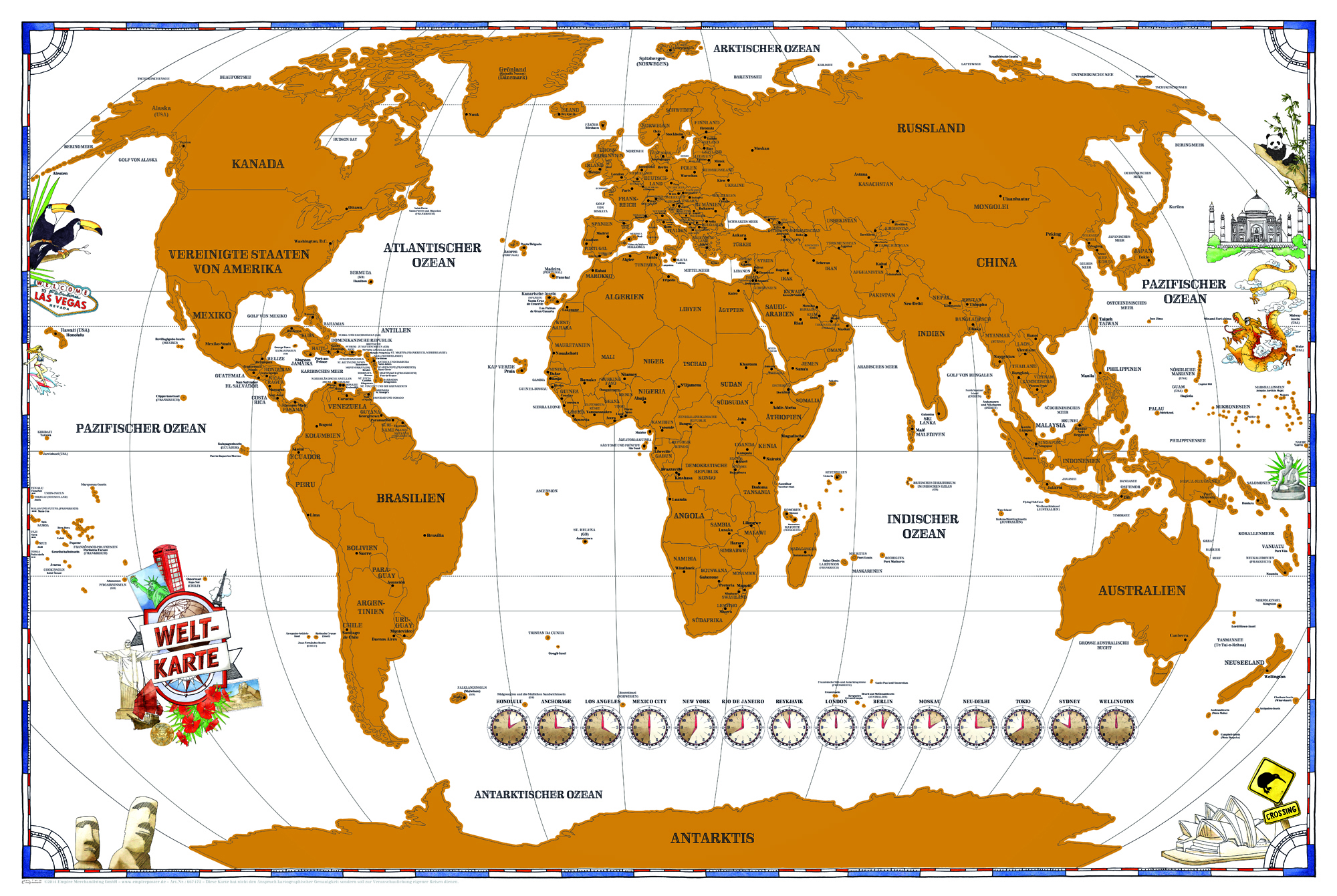Rubbelkarte Landkarten - Rubbelkarte - Politische Weltkarte