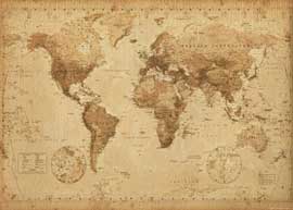 Poster - Landkarten World Map antique style
