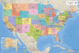 Landkarten  Map of the USA